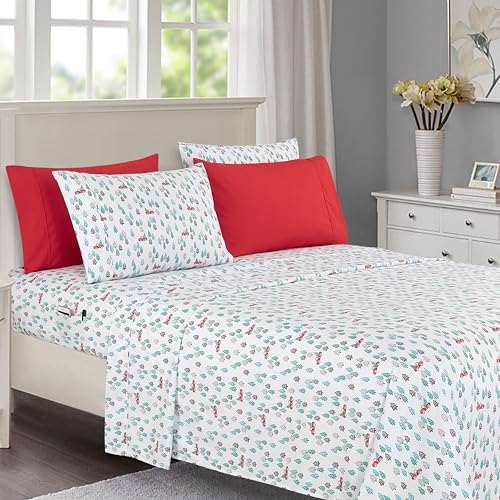 Elegant Comfort Luxury Soft Bed Sheets Holiday Pattern 1500 Premium Hotel Quality Microfiber - Softness Wrinkle and Fade Resistant (6-Piece) Bedding Set, Full, Pickup Tree