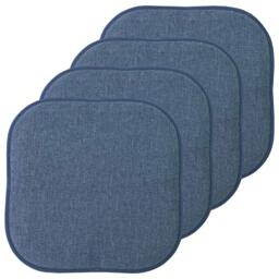 "Sweet Home Collection Chair Cushion Memory Foam Pads Honeycomb Pattern Slip Non Skid Rubber Back Rounded Square 16"" x 16"" Seat Cover, Alexis Denim - 4 Pack"
