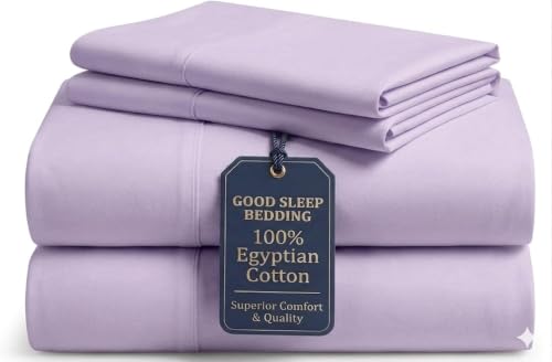 "Good Sleep Bedding Queen Sheets Cotton - 4 Piece Queen Deep Pocket Sheet Set, 800 Thread Count Luxury Queen Size Sheets, Soft & Breathable High Thread Count Sheets Queen, Fits Upto 16"" - Lavender"