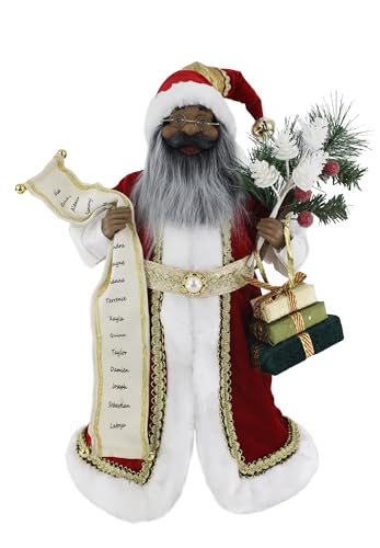 Windy Hill Collection 40 cm (16 in) Standing Name List African American Black Ethnic Santa Claus Christmas Figurine 416030A