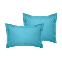 Turquoise Oxford Pillowcase Set (2 Pieces), 80 x 80 + 5 cm, 100% Cotton Ranforce, 155 Thread Count - Envelope Closure, Machine Washable at 30°C