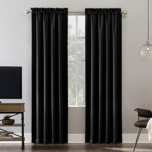 "Sun Zero Oslo Theater Grade Extreme Total Blackout Rod Pocket Curtain Panel, 52"" x 84"", Black"