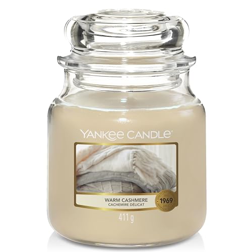 Yankee Candle Scented Candle - Warm Cashmere Medium Jar Candle- Burn Time: up to 75 Hours
