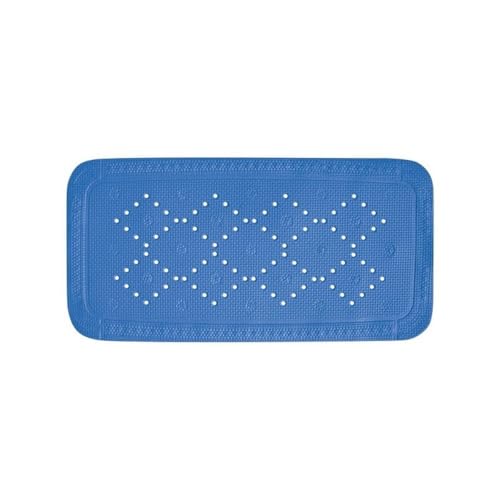 Spirella - Alaska PVC Bath Mat - Non-Slip Bath Mat with Suction Cups + Drain Holes to Prevent Mould - Electric Blue - 91 x 36 cm