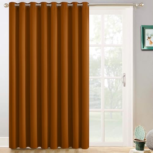 Yakamok Blackout Patio Curtains 100x84 Inches for Sliding Door Extral Wide Blackout Curtain Panels Thermal Insulated Room Divider - Grommet Top, 7' Tall by 8.3' Wide -Burnt Orange