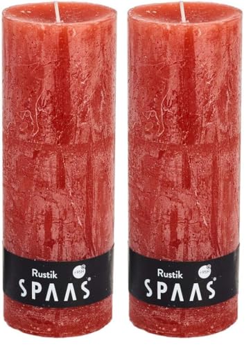 Spaas Rustic Unscented Pillar Candle Ginger Orange 68/190 mm, ± 95 Hours (Pack of 2)