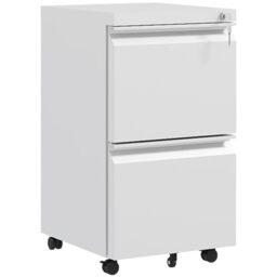 Vinsetto 2-Drawer Mobile Filing Cabinet Metal Lockable File Cabinet White