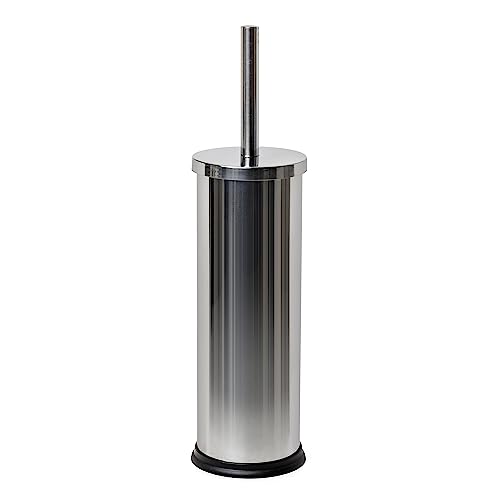 TATAY Toilet Brush - Stainless Steel - Satin Metal Finish - Inner Plastic Bucket Included - Modern & Easy-to-Clean Design - Maintains Bathroom Hygiene - Brush with Holder - 9 x 9 x 37 cm