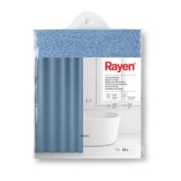 Rayen - Bath Curtains - Shower or Bath Curtain - Waterproof - Polyester - Quick Dry - Opaque - PVC Rings - Includes 12 Hooks - 180 x 200 cm - Blue