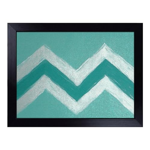 Lap Tray with Bean Bag Cushion, Chevron Pattern - Handmade in the UK, Raised Wooden Edge, Padded Cushion, Heat-Resistant Wipe-Clean Surface, for Meals, Laptops and Crafts