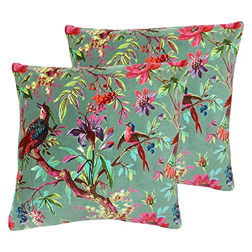 Paoletti Paradise Polyester Filled Cushions (Twin Pack), Mineral, 50 x 50cm