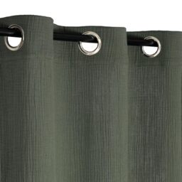 Atout Ciel Double Cotton Gauze Curtain with Eyelets 130 x 240 cm Ready to Hang Khaki
