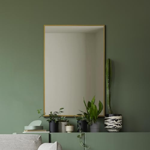"MirrorOutlet The Artus - Gold Modern Aluminium Edged Wall Mirror 24"" X 16"" (60CM X 40CM) Silver Mirror Glass"