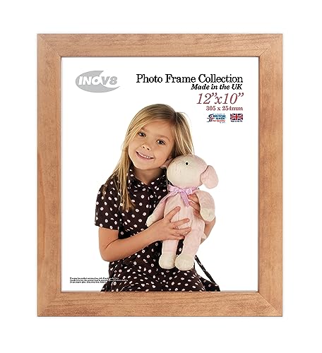 "Inov8 British Made Real Wood Picture/Photo Frame 12x10"" Dual-Aperature (30x25cm) - Kayla 30mm Light Oak"