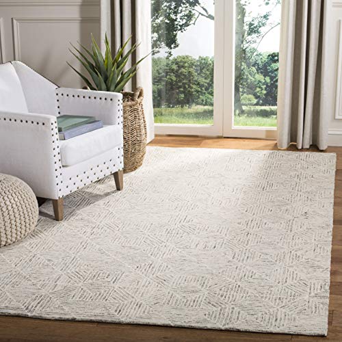 Safavieh Contemporary Rug for Living Room, Dining Room, Bedroom - Abstract Collection, Short Pile, in Ivory and Light Blue, 183 X 274 cm