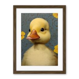 Artery8 Duckling with Flowers Oil Painting Kids Bedroom Baby Nursery Duck Artwork Framed Wall Art Print 18X24 Inch