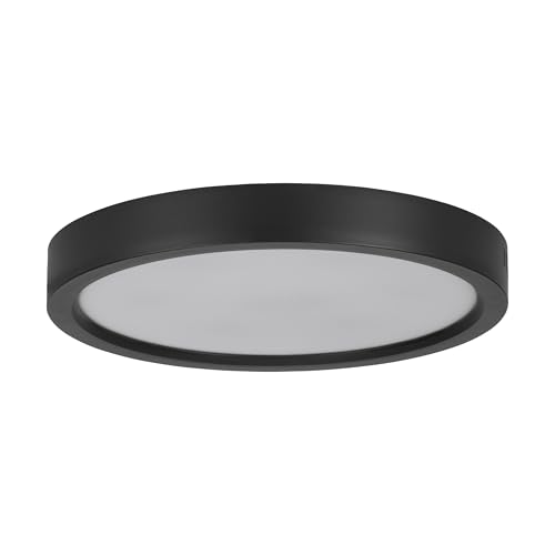 Eglo LED Ceiling Light Fixture Idun-E, Round Hallway lamp, Flush Mount Bedroom Lighting, Black Plastic, Neutral White, Ø 28.5 cm