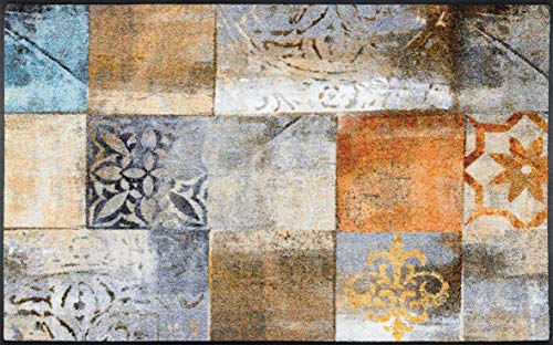 Wash+Dry Tilea Door Mat, 75 x 120 cm, Washable for Indoor and Outdoor Use, Brown