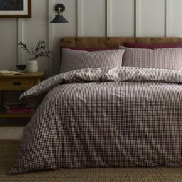 Appletree Loft Micro Check Berry Duvet Cover Set Double – Piping Trim Bedding – Breathable Cotton – Includes 1 Duvet Cover (200 x 200cm) & 2 Pillowcases – Berry Check Bedroom Set