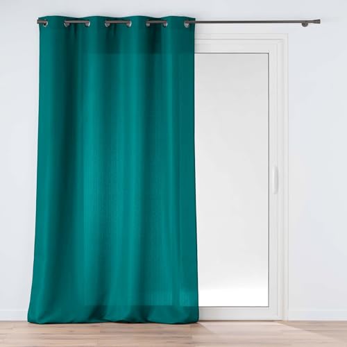 Douceur d'Intérieur, Soline 140 x 260 cm Peacock Blue Polyester Plain Eyelet Curtain