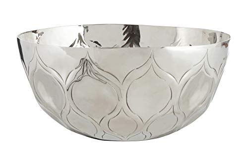 Premier Housewares Complements Bowl with Nickel Finish/Made From Strong Aluminum/Decorative Piece/Punch Bowl/Fruit Bowl/Durable/Dimensions are 32 x 14 x 32