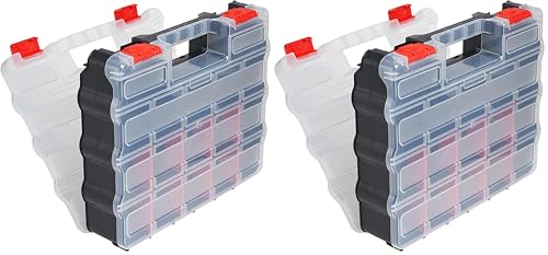 Dekton Jumbo Double Sided Organizer- Organizer Box With 32 Compartments- Removable Separators For Extra Space- Dimensions: 320mm X 270mm X 60mm- Portable & Stackable Design (Pack of 2)