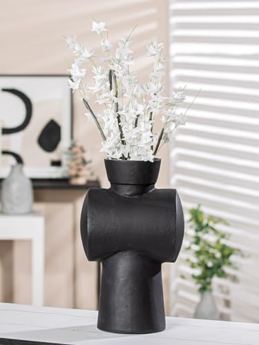 Casablanca Modern Decorative Vase - Vase for Pampas Grass Decoration Living Room - Gift Birthday Gift - Colour: Anthracite Dark Grey Height 32 cm