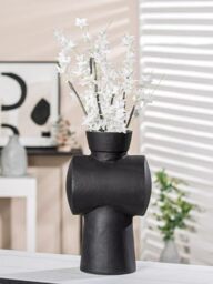 Casablanca Modern Decorative Vase - Vase for Pampas Grass Decoration Living Room - Gift Birthday Gift - Colour: Anthracite Dark Grey Height 32 cm