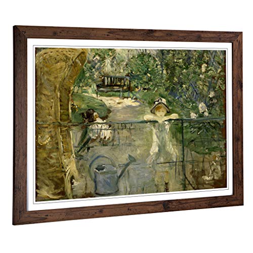 Big Box Art Framed Print of Berthe Morisot The Basket Chair Design - Wall Art Picture - Home Decor for Kitchen, Living Room, Bedroom, Hallway, Walnut, A2 / 24.5x18 Inch / 62x45cm