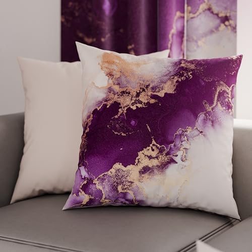PETTI Artigiani Italiani - Pair of Pillow Cases 35 x 35 cm in Microfibre, Cushions for Bedroom Furniture, Sofa, Living Room, Set of 2 Cushion Covers, Purple Marble Pillowcase, 100% Made in Italy