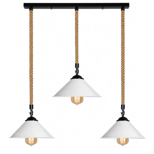 LEDSone Modern 3 Light Pendant Ceiling Lamp Adjustable Height Metal Shades 50cm Bar Nordic Style Hanging Fixture for Dining Room, Kitchen Island, Living Room, Bedroom