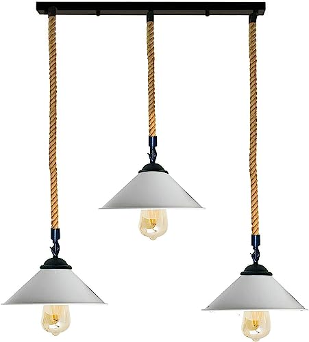 LEDSone Modern 3 Light Pendant Ceiling Lamp Adjustable Height Metal Shades 50cm Bar Nordic Style Hanging Fixture for Dining Room, Kitchen Island, Living Room, Bedroom