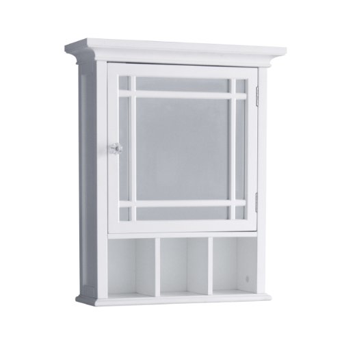 Teamson Home Bathroom Neal Wooden Medicine Cabinet Mirrored Door White 7442