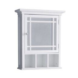 Teamson Home Bathroom Neal Wooden Medicine Cabinet Mirrored Door White 7442