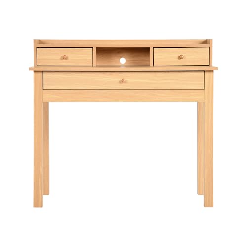39F Furniture Dream Versatile Multifunctional Computer Desk with Storage Drawers and Open Shelf - Perfect for Home Office, Gaming, and Study Use, OAK, 100 * 50 * 75-90cm