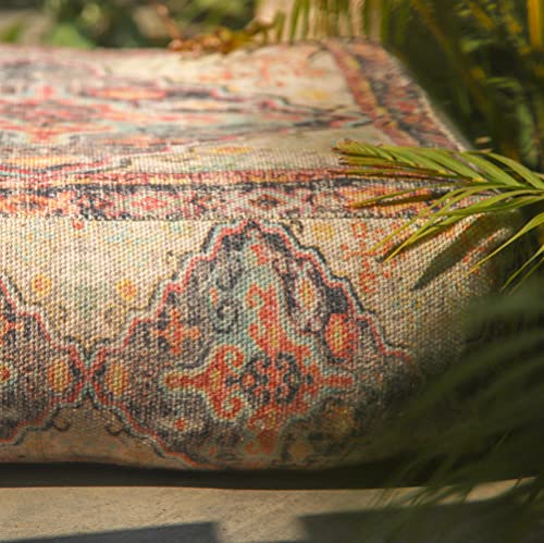 Mandala Life ART Boho Pouf Ottoman Cover - Round Floow Pillow Cushion - 24x8