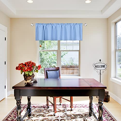 DECOVSUN Sky Blue Valance for Windows 72x18 Inch Solid Thermal Insulated Blackout Rod Pocket Kitchen Short Curtain Toppers Valance for Bathroom Living Room, Light Baby Blue