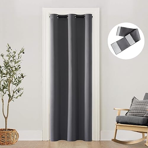 SHINELAND Closet Curtains for Bedroom Closet Door,Doorway Curtain Privacy,Small Width Curtain for Front Door/Narrow Window,34 Inch Wide,80 Inch Length,Dark Charcoal Gray/Grey