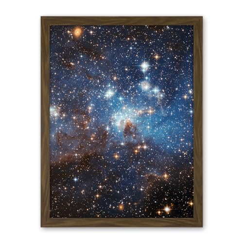 Artery8 Hubble Space Telescope Image Star Forming Region LH 95 In The Large Magellanic Cloud Blue Haze LMC Galaxy Stellar Nursery Gas And Dust Lanes Artwork Framed Wall Art Print 18X24 Inch