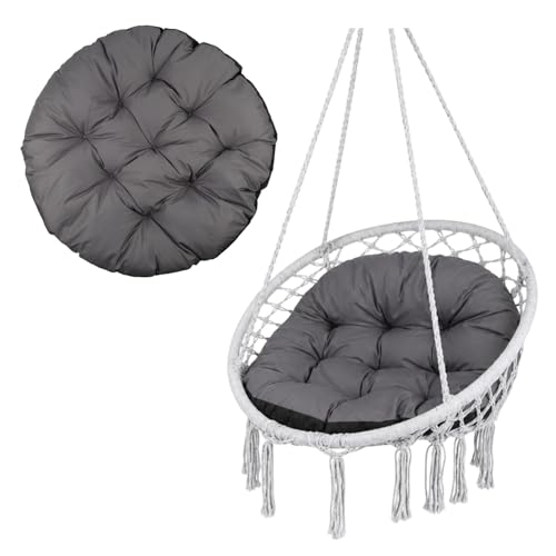 Green Blue GB243 GR 110cm Round Garden Cushion for Stork's Nest, Cocoon and Papasan Armchair, Grey, Thickness 13-15cm, Quilted, Silicone Ball Filling(Cocoon is not included)