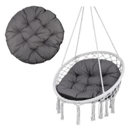 Green Blue GB243 GR 110cm Round Garden Cushion for Stork's Nest, Cocoon and Papasan Armchair, Grey, Thickness 13-15cm, Quilted, Silicone Ball Filling(Cocoon is not included)