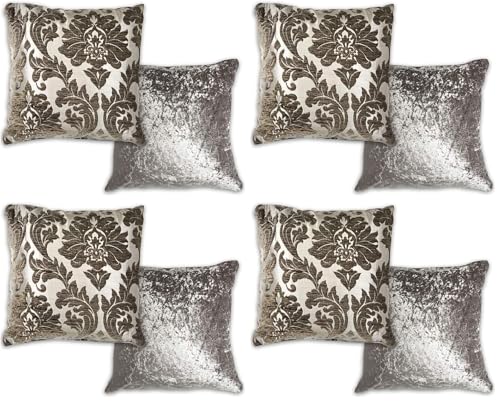Emma Barclay Damask - Luxury Chenille Jacquard Cushion Cover in Charcoal - 17x17 (43x43cm) (Pack of 4)