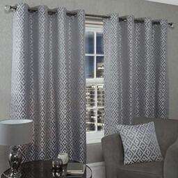 Emma Barclay Athens Eyelet Curtain 66 x 54 inches Silver