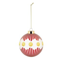 Alessi Delight NZ04 1, Christmas Tree Bauble, in Blown Glass, Diameter 9 cm, Red, White, Gold