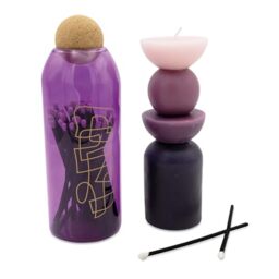Shaped Tower Candle and Matches in Glass Jar with Cork Stopper