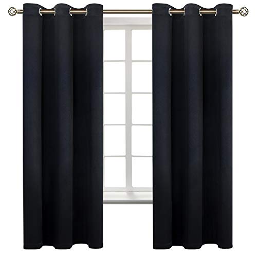BGment Black Blackout Curtains for Bedroom - Grommet Thermal Insulated Room Darkening Curtains for Living Room, Set of 2 Panels, 42 x 63 Inch