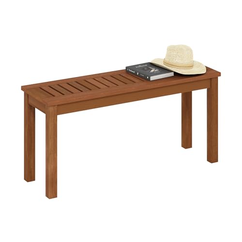 Furinno TIOMAN Outdoor Bench, Backless Garden Bench, for Patio, Garden, Porch, 12 x 39 x 19, Light Wood