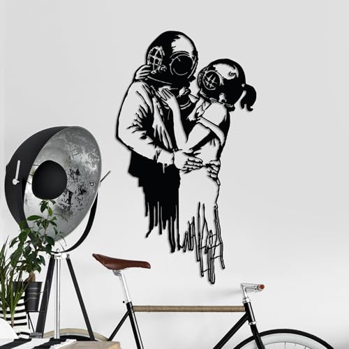 Decorative Metal Wall Accessory by Banksy, 47 x 85 cm, 100% Metal (1.5 mm), Black, Stylish Art Piece for Modern Home Decor & Gallery Walls