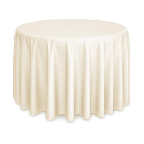 "Lann's Linens - 108"" Round Premium Tablecloth for Wedding/Banquet/Restaurant - Polyester Fabric Table Cloth - Ivory"
