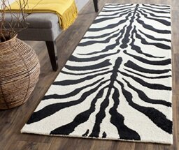 Safavieh Animal Print Rug for Living Room, Dining Room, Bedroom - Cambridge Collection, Short Pile, in Ivory and Black, 80 x 180 cm